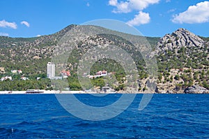 The coastline of the Crimea in the area of Novyy Svet. View from the Black sea