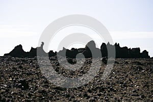 Coastline formed by volcanic activity in Ogi coast in Sado Island, Niigata prefecture, Japan.