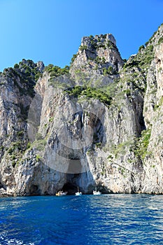 Coastline with grottoes, Capri island - Italy