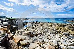 Coastline of Ile Grande in Brittany, Pleumeur Bodou, CÃ´tes d'Armor, France