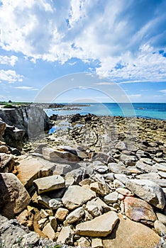 Coastline of Ile Grande in Brittany, Pleumeur Bodou, CÃ´tes d'Armor, France