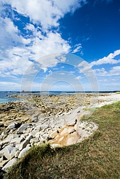 Coastline of Ile Grande in Brittany, Pleumeur Bodou, CÃ´tes d'Armor, France