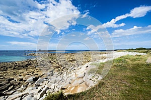 Coastline of Ile Grande in Brittany, Pleumeur Bodou, CÃ´tes d'Armor, France