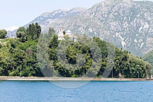 Coastline of Kotor bay. Montenegro, Adriatic Sea in summer