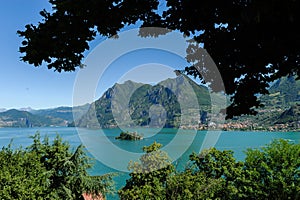 Coastline of Lake Iseo in Brescia, Italy photo