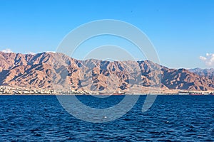 Coastline landscape of Red Sea in Gulf of Aqaba