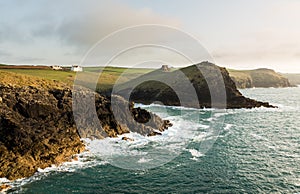 Coastline in late evening sun at Port Quin