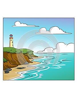 Coastline lighthouse scene