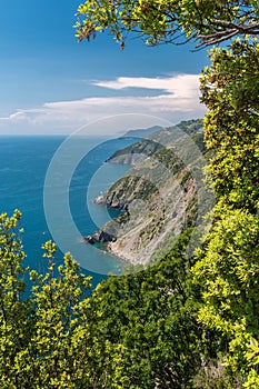 The coastline of Liguria, in the Cinque Terre area