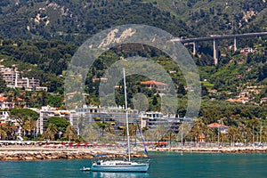 Coastline of Menton - town on French Riviera.