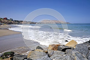 Coastline in Miraflores district in Lima, Peru,