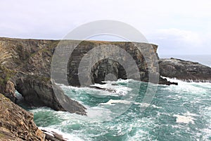 Coastline of Mizen Head in stormy weather