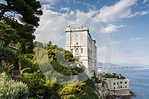 Coastline of Monaco overlooked by the Oceanographic Museum