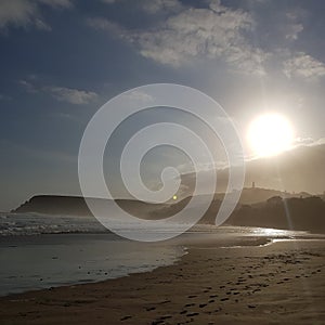 Coastline Morgan Bay beach sunset