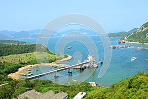 Coastline with mountain ridges in Hong Kong