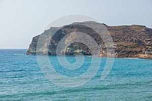 Coastline near the red beach. High cliff, Santorini Island, Cyclades, Greece