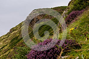 Coastline in northern Ireland with cloudy sky