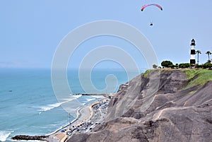 Coastline and Pacific Ocean in Lima, Peru