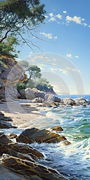 Coastline Painting In The Style Of Dalhart Windberg photo