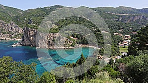 Coastline of Paleokastritsa bay , Corfu , Greece