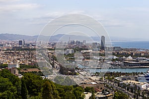 Coastline and port in Barcelona, Spain