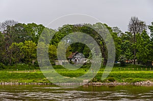 Coastline of the river Weser in Minden city