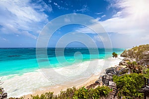 The coastline of the Riviera Maya in Tulum, Mexico