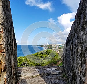 Coastline of San Juan, Puerto Rico and the ancient El Morro Cast