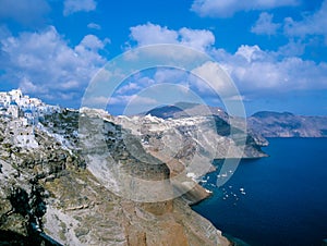 Coastline of Santorini island, Greece