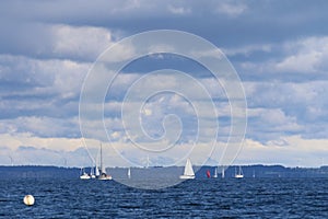 Coastline sea and sailships