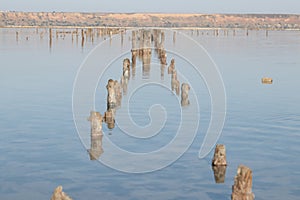 Coastline shot the remains of the wooden piers