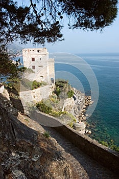 Coastline with tower