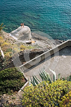 Coastline with tower