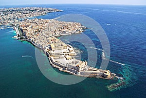 Coastline town Syracuse Sicily and Ortigia island