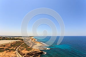 Coastline view from a height Rosh HaNikra, Israel