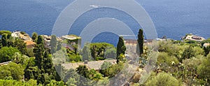 The coastline view from the Ruins of the Greek Roman Theater, Taormina, Sicily, Italy