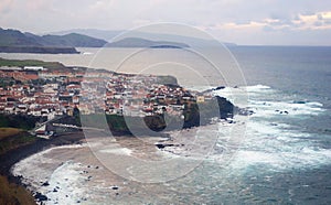 Coastline village Maia above the Atlantic ocean, Azores islands