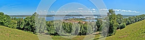 Coastline of Volga river in Nizhny Novgorod - pano