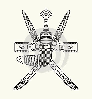 Coat of arm from the flag of Oman. Vector drawing icon