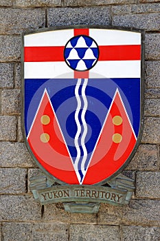 Yukon Territory Coat of Arms, Confederation Square, Victoria, Vancouver Island, British Columbia, Canada