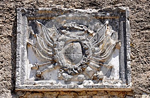Coat of arms at the castle, the town of Corfu, Greece, Europe
