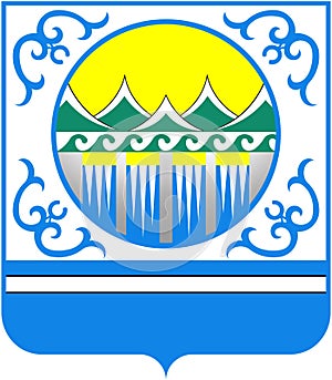 Coat of arms of the Chemal district. Altai region. Russia