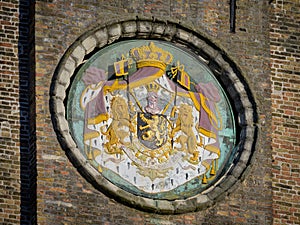 Coat of arms on a church in belgium