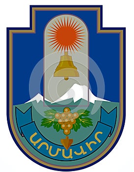 Coat of arms of the city of Armavir. Armenia