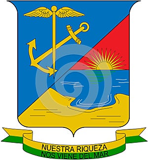 Coat of arms of the city of Buenaventura. Colombia photo