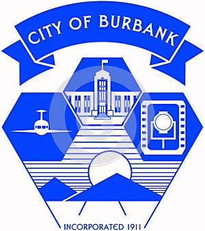 Coat of arms of the city of Burbank. USA photo