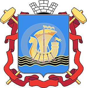 The coat of arms of the city of Chusovoy 1997. Perm Territory. Russia