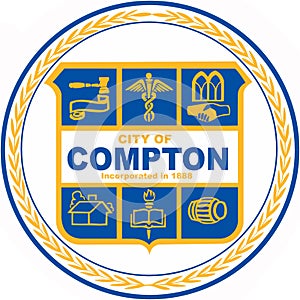 Coat of arms of the city of Compton. USA