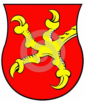 Coat of arms of the city of Domnovo. Kaliningrad region. Russia