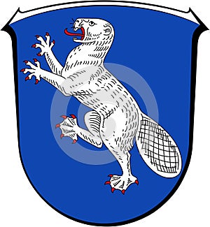 Coat of arms of the city of Gross-Biberau. Germany.